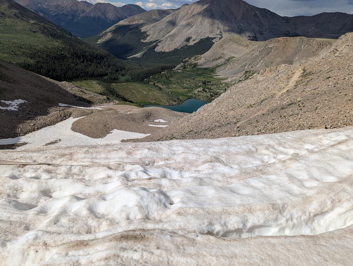Looking down the north side of Lake Ann Pass