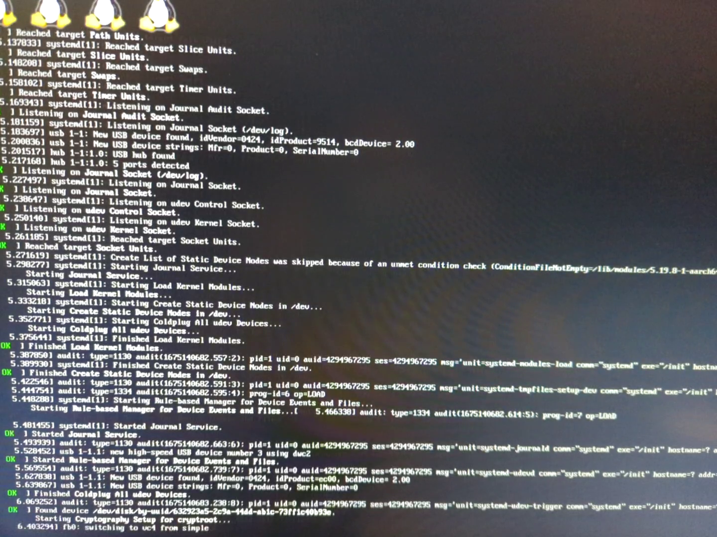 Kernel output at boot